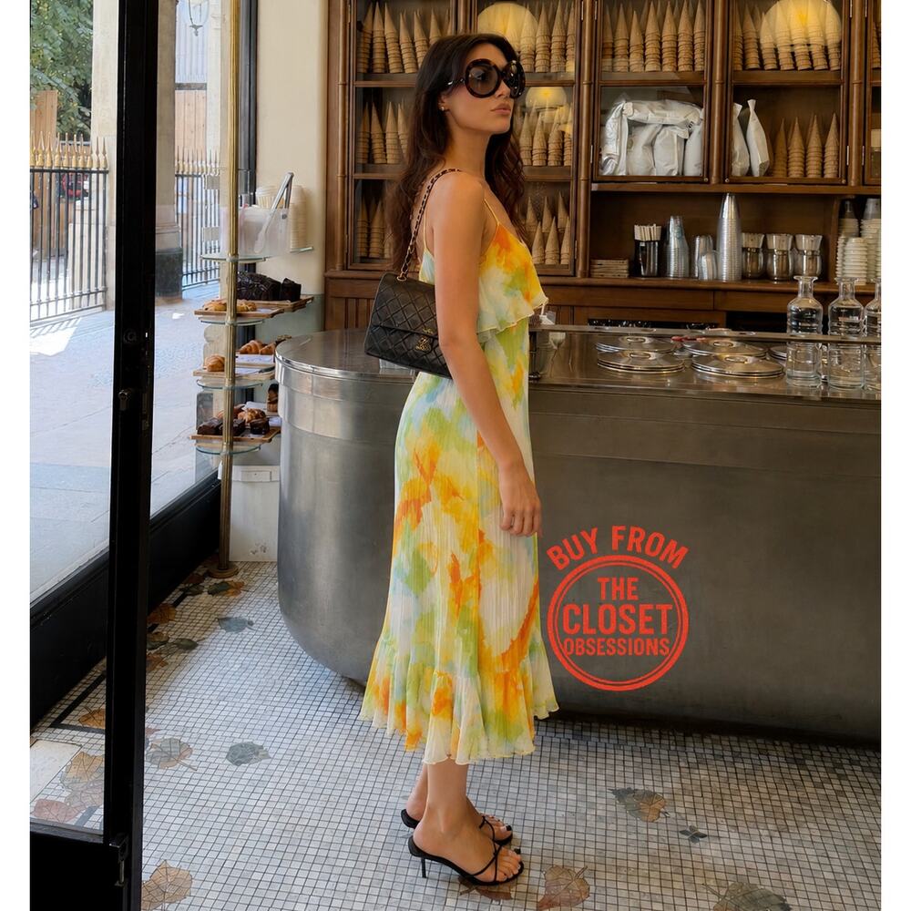 Zara NWT Yellow Floral Ruffle Midi Dress M - Picture 6 of 16